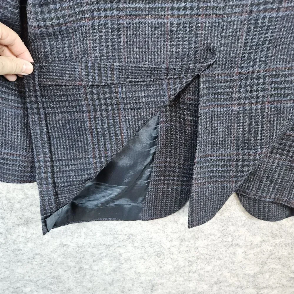 Traditionalist Goldsmith's‎ Men's Size 42L 100% Wool Dark Gray Windowpane Blazer